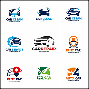 9款汽车维修洗车汽车保养图标LOGO标志16素材网矢量素材精选