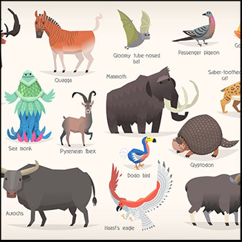 灭绝绝种的原始动物素材天下矢量插图精选