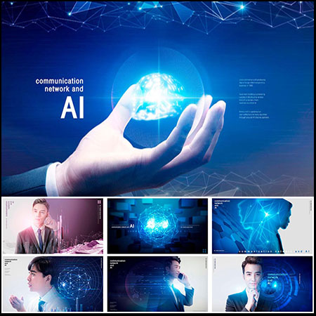 蓝色背景人工智能高科技大数据AI通