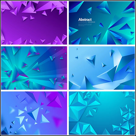 7款蓝色三角体3D立体几何图形背景易图库矢量素材精选
