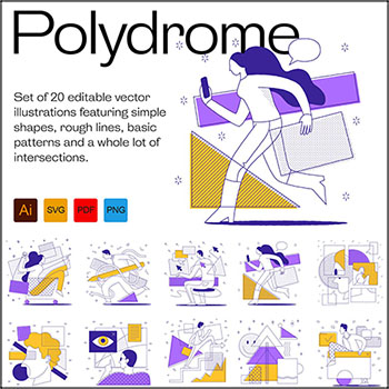 20个可编辑Polydrome - 动态插画普贤居矢量素材精选