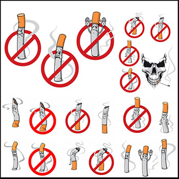 10款拟人化香烟禁止吸烟标志素材中国矢量图标精选