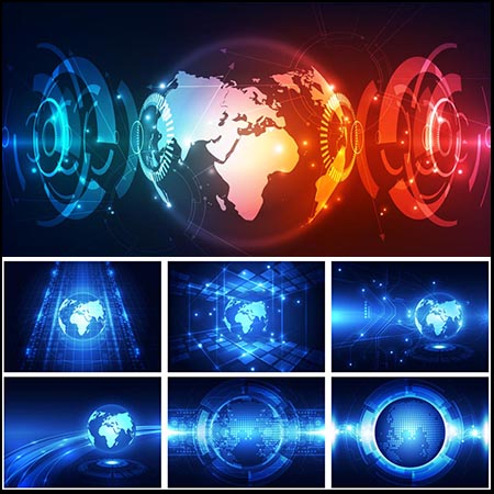 15款地球网络科技矢量蓝色背景素材