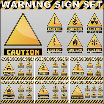 6套黄色警告注意标志素材天下矢量图标精选素材