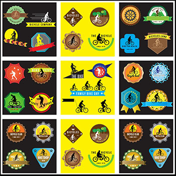7套自行车商店骑自行车LOGO图标素