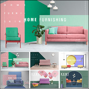 18款居家室内装饰沙发海报PSD分层素材