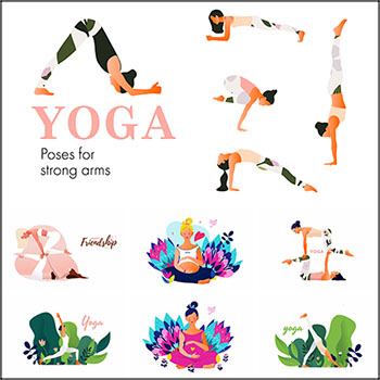 9款瑜伽休闲健身运动矢量插画