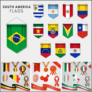 中国及其它国家国旗地图版块和奖牌16图库矢量素材精选