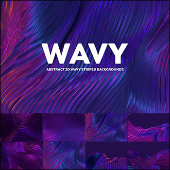 抽象3D波浪条纹背景-蓝色和紫色JPG/PNG高清背景