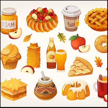 苹果食物果酱蛋糕面包16图库矢量插图精选