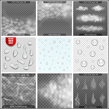 9款雾和雨滴水珠水滴素材中国矢量插图精选