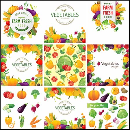 14款蔬菜图标及蔬菜背景素材