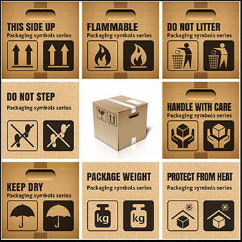 纸箱包装盒安全标志符号普贤居矢量
