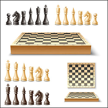 5款国际象棋棋子和棋盘素材中国矢量插图精选