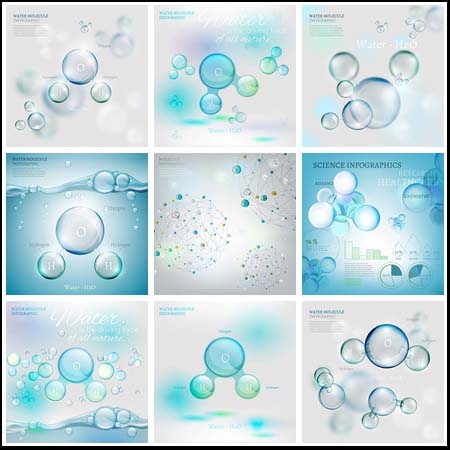 3D气泡水分子结构美容补水装饰素材中国矢量素材精选