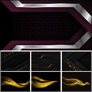 9款金色边框粒子丝绸装饰横幅背景16设计网矢量素材精选