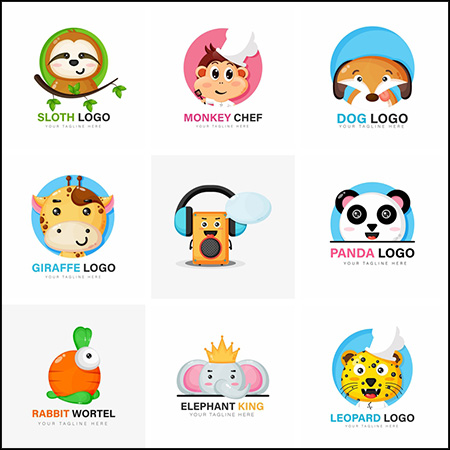 11款汉堡和卡通动物企业LOGO标志素