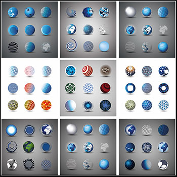 9套地球和圆形球体16设计网矢量图标精选