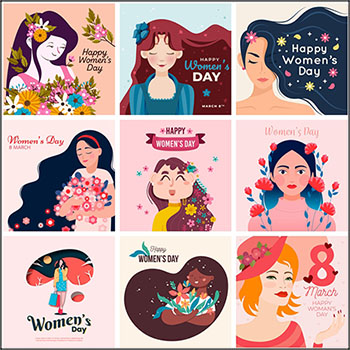 12款女人节妇女节母亲节卡通人物插
