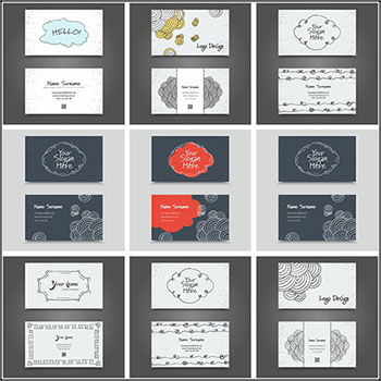 7套手绘抽象图案名片卡片16设计网矢量素材精选