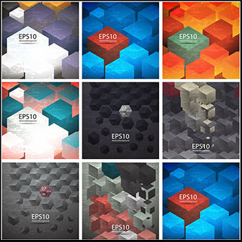 8款立体方块抽象背景易图库矢量素