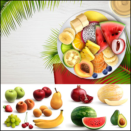 11款新鲜水果切片水果水果饮料海报16图库矢量插图精选