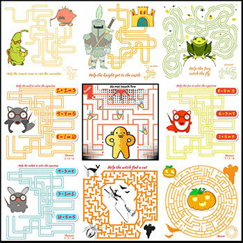 25款儿童游戏教育可爱动物迷宫普贤居矢量素材精选