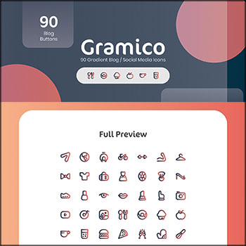格拉米科90个博客图标按钮普贤居矢量素材精选