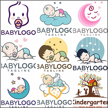母婴店婴儿LOGO图标标志素材中国矢