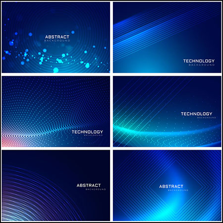 8款蓝色高科技粒子线条抽象背景易图库矢量素材精选