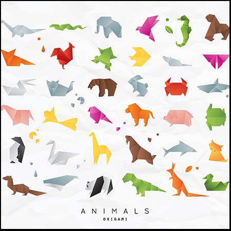 可爱折纸动物16图库矢量插图精选素材