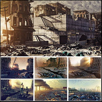 世界末日城市废墟景观JPG高清4K大图
