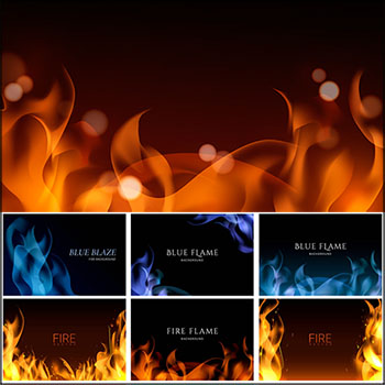 9款红色火焰和蓝色火焰背景素材中国矢量素材精选