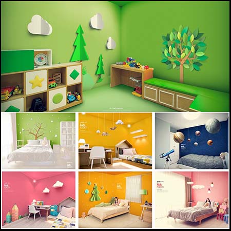 韩版漂亮的儿童房PSD模板