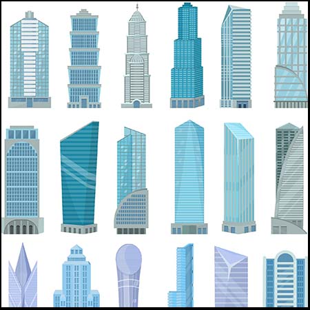 高楼大厦建筑物16设计网矢量插图精选
