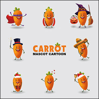 3套拟人化可爱卡通胡萝卜表情16设计网矢量素材精选