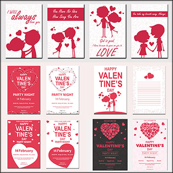 5套情人节情侣恩爱红色爱情主题海报传单16图库矢量素材精选