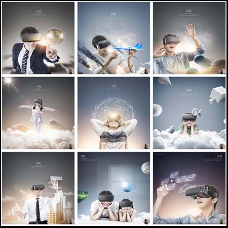 19款VR眼镜VR游戏促销宣传海报背景素材