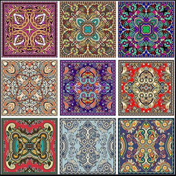 9款真丝领巾或方巾方格图案设计16图库矢量素材精选