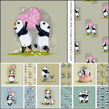 可爱卡通熊猫动物插图背景16图库矢量素材精选