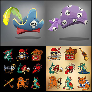 7套海盗人物图标海盗标志装扮素材中国矢量素材精选