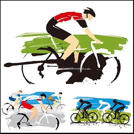 体育三项自行车比赛,自行车驾驶运动素材天下矢量插图精选