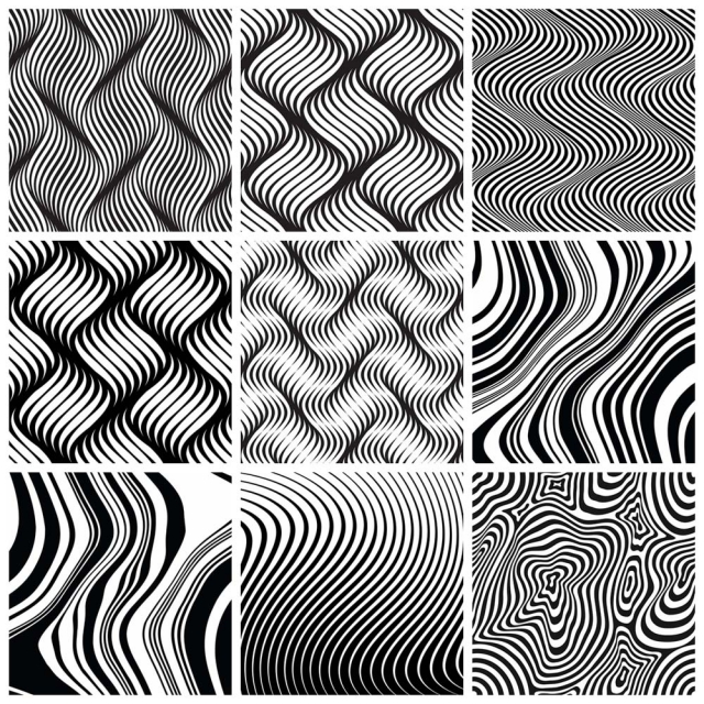现代几何抽象图案黑色波纹素材