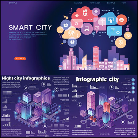 6款科技城市信息图表插图素材中国矢量素材精选