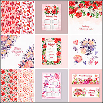情人节花卉背景红色花卉菜单16设计网矢量素材精选
