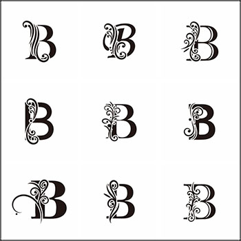 9款B字母艺术字母16图库矢量插图精