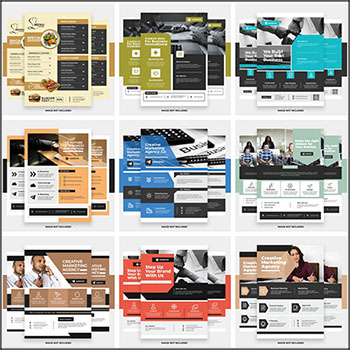 9款企业公司宣传单企业单页16设计网矢量模板精选