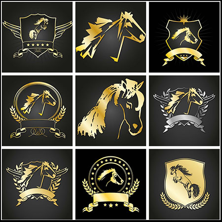 金色马头马匹LOGO图标标志