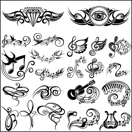 6套音乐符号和抽象图案素材中国矢