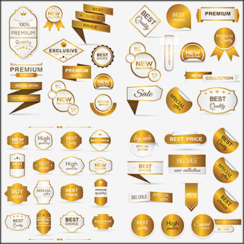 8套金色促销标签贴纸16图库矢量素材精选